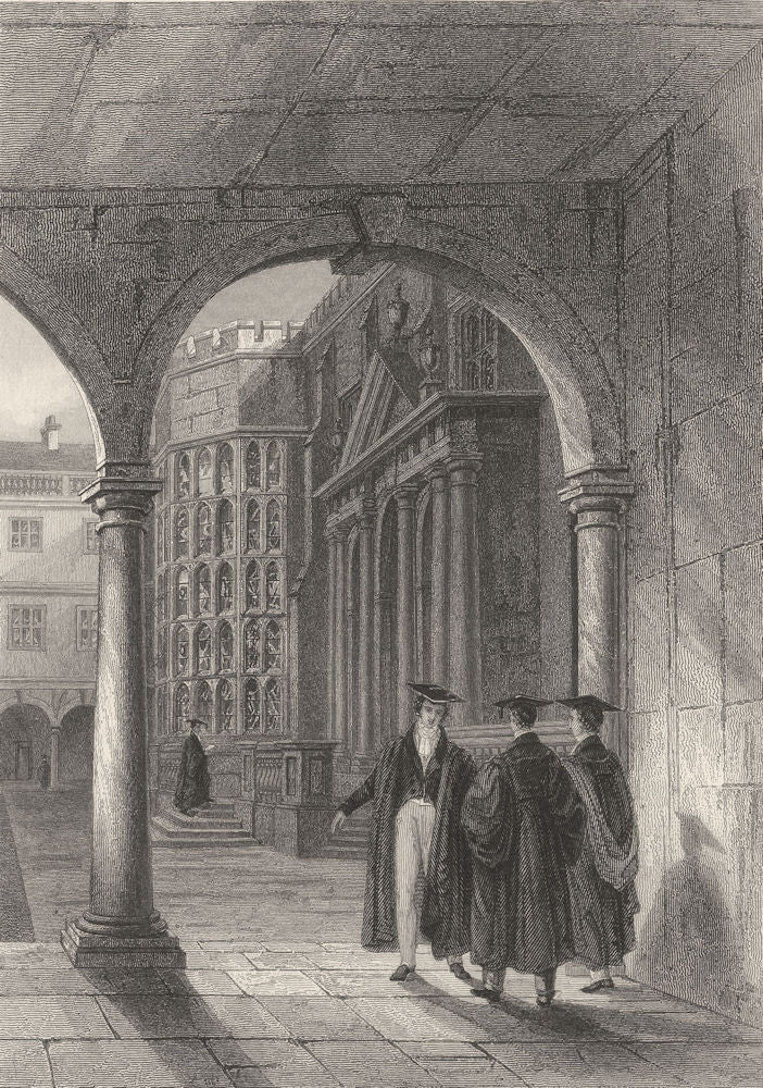 CAMBRIDGE. Trinity College from S. E. Angle of the Cloisters. (Le Keux) 1841